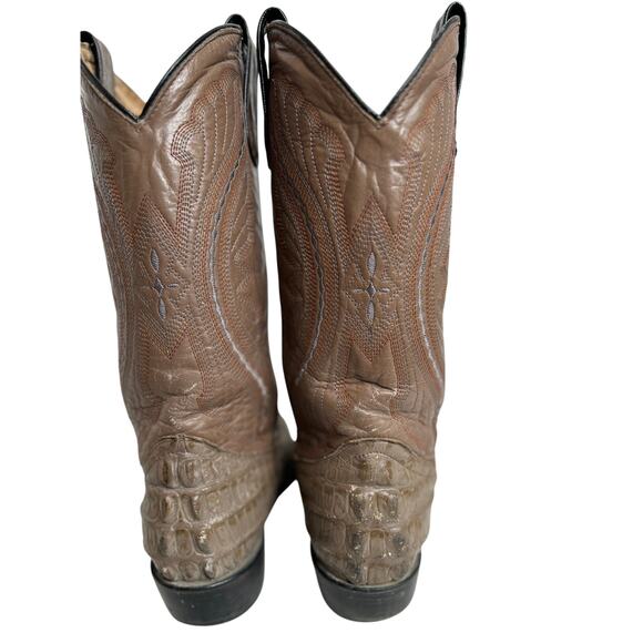 Reyme Men's Genuine Caiman / Alligator Tail Cowboy Boots Embroidered Sz~7 - Picture 2 of 16